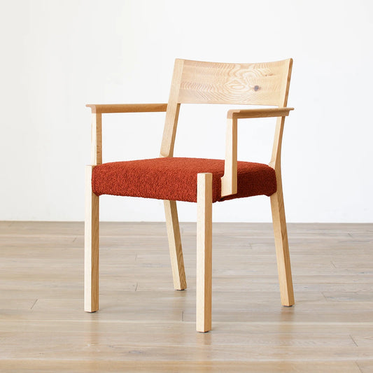 ◆アウトレット CARAMELLA Arm Chair oak クルニスレッド|A0824