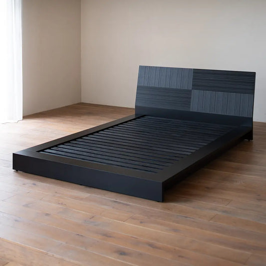 ◆アウトレット QUATTRO Semi Double Bed black ウェーブ |A0803