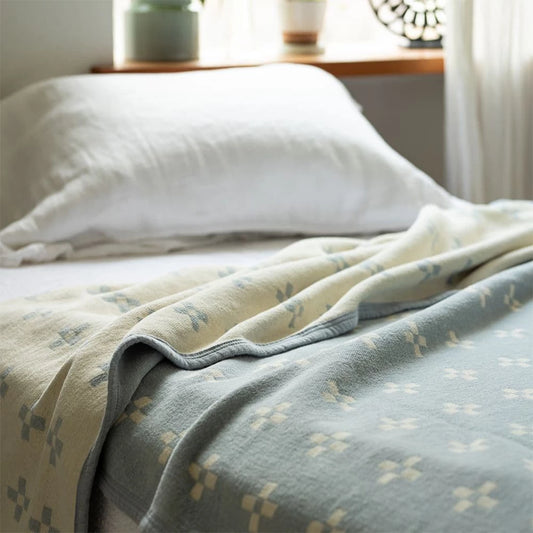 cotton blanket シャーンスンド シングル(light blue)140×180cm|KLIPPAN