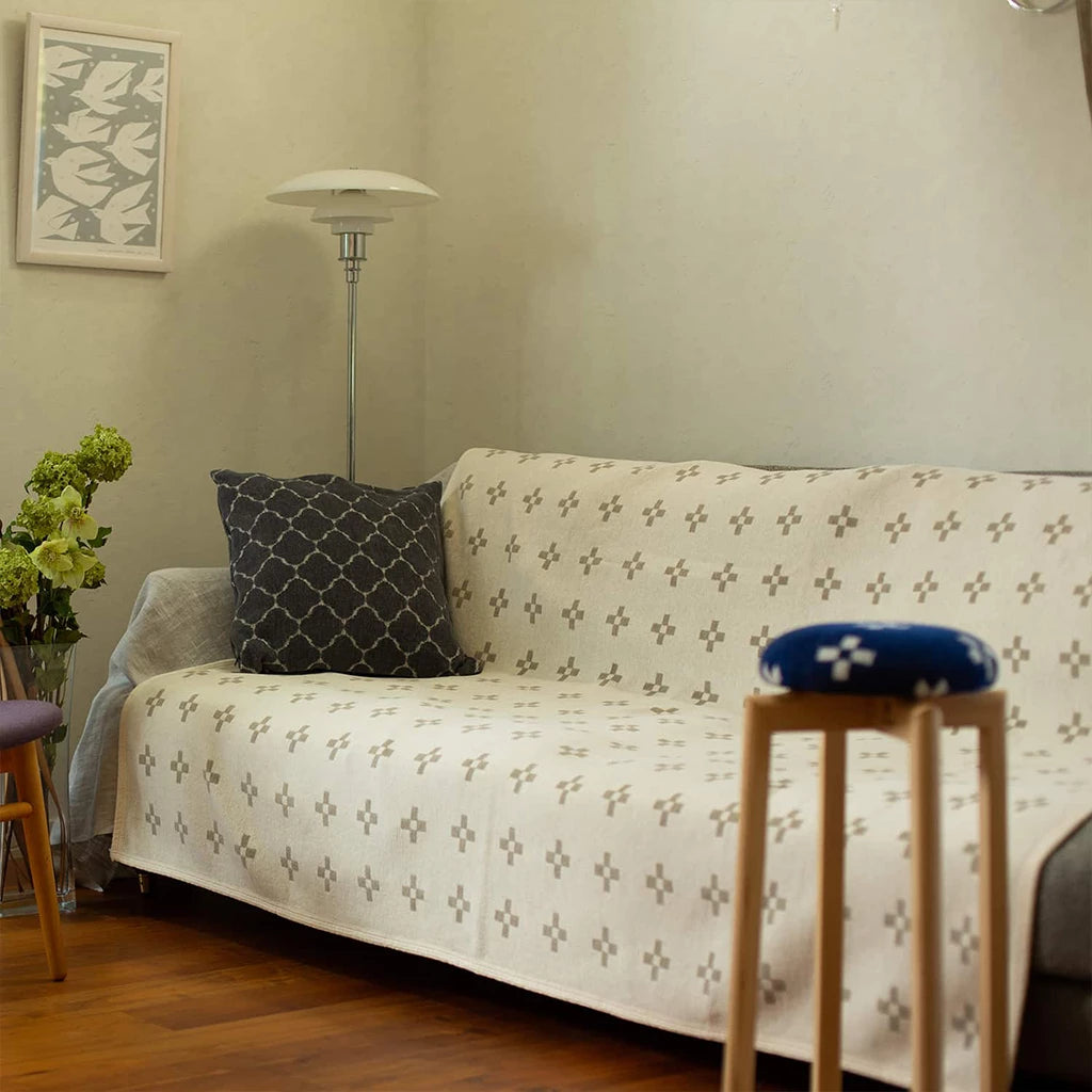 cotton blanket シャーンスンド シングル(ecru)140×180cm|KLIPPAN cotton blanket シャーンスンド シングル(ecru)140×180cm|KLIPPAN